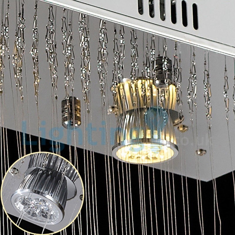 Lámpara de araña contemporánea moderna con montaje empotrado, lámpara colgante con forma de gota de lluvia de cristal