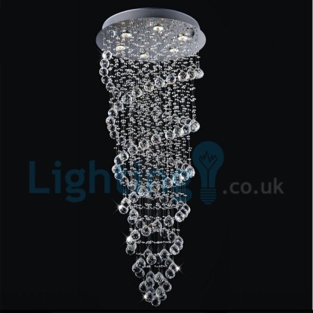 Lámpara de araña contemporánea moderna con montaje empotrado, lámpara colgante con forma de gota de lluvia de cristal Lámpara de araña contemporánea moderna con montaje empotrado, lámpara colgante con forma de gota de lluvia de cristal
