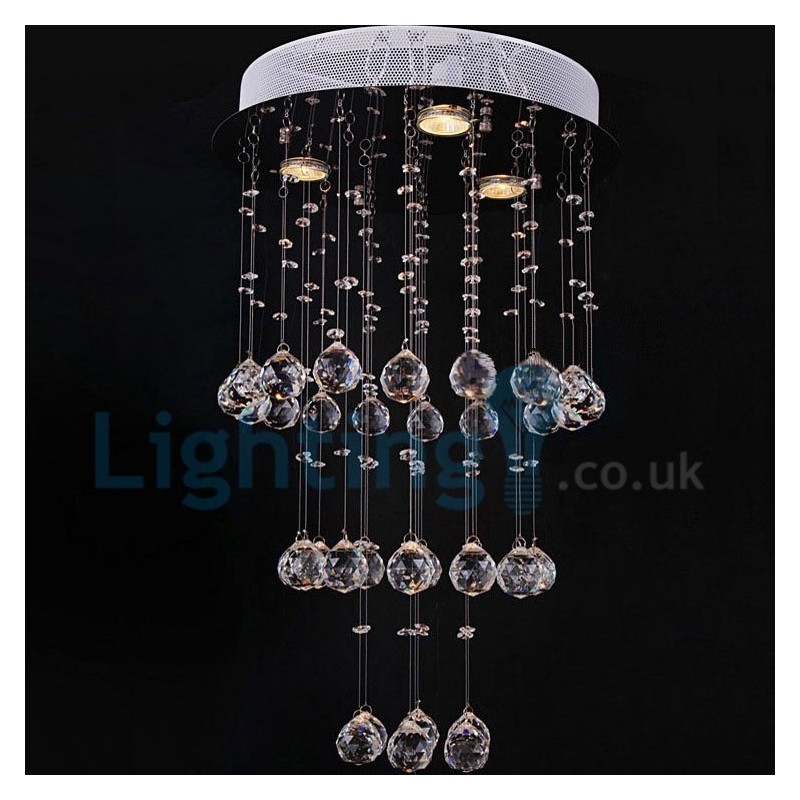 Lámpara de araña contemporánea moderna con montaje empotrado, lámpara colgante con forma de gota de lluvia de cristal