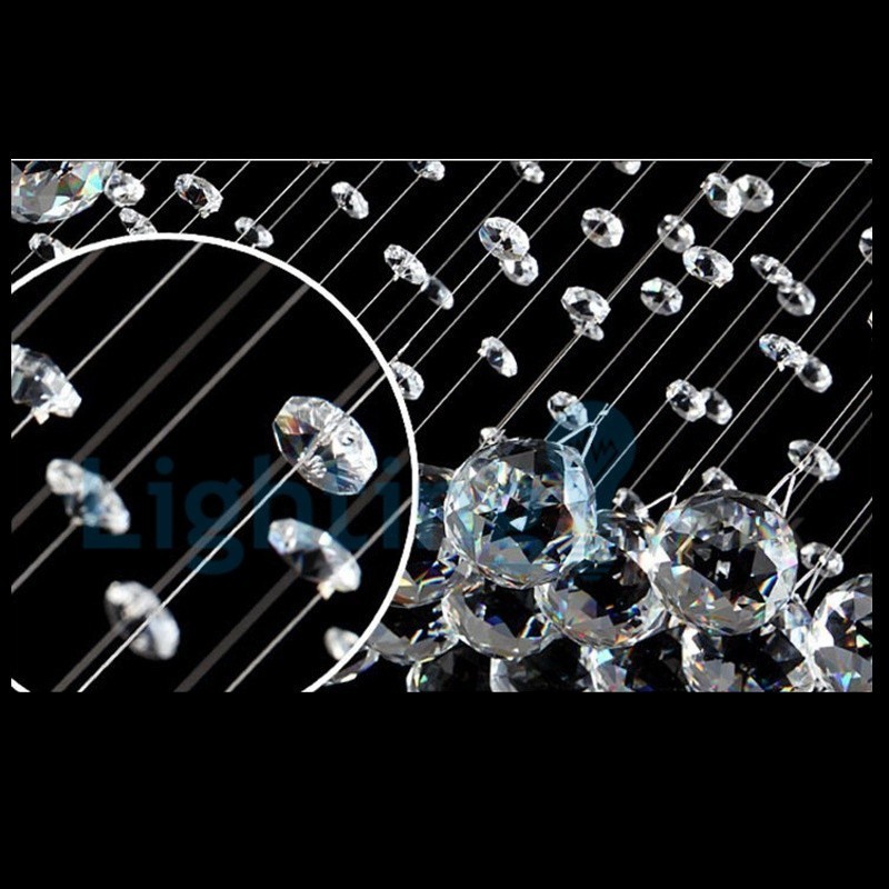 Lámpara de araña contemporánea moderna con montaje empotrado, lámpara colgante con forma de gota de lluvia de cristal