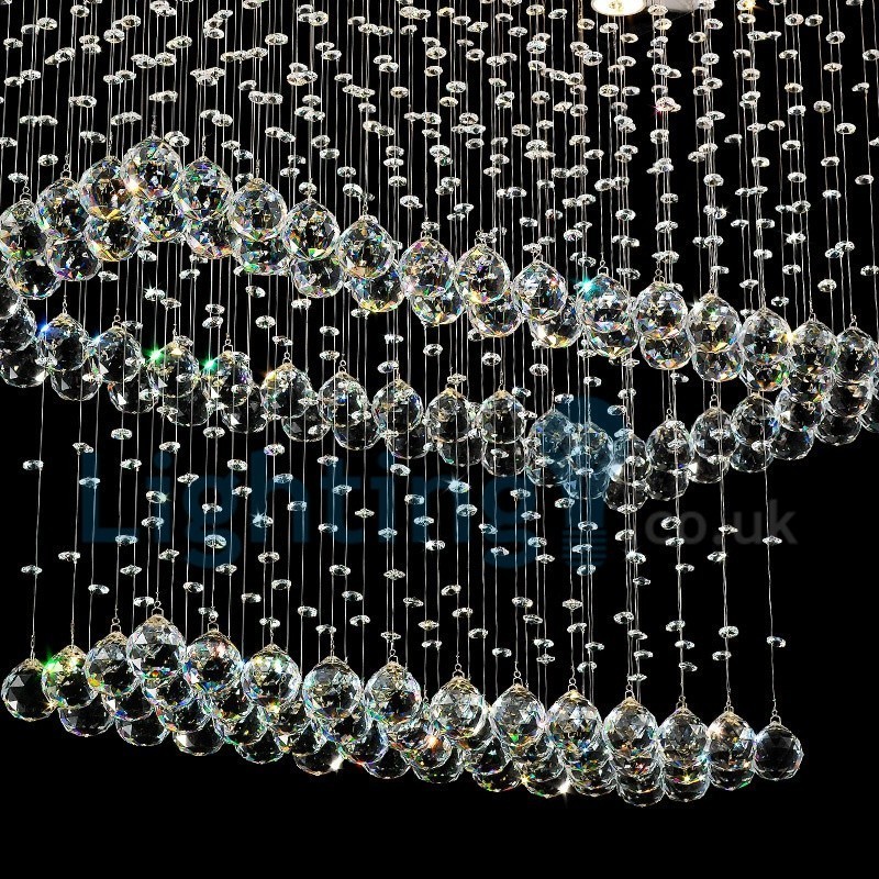 Lámpara de araña contemporánea moderna con montaje empotrado, lámpara colgante con forma de gota de lluvia de cristal