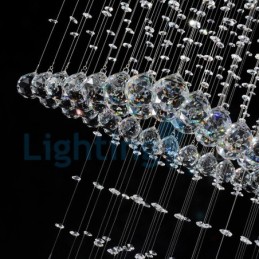 Lámpara de araña contemporánea moderna con montaje empotrado, lámpara colgante con forma de gota de lluvia de cristal