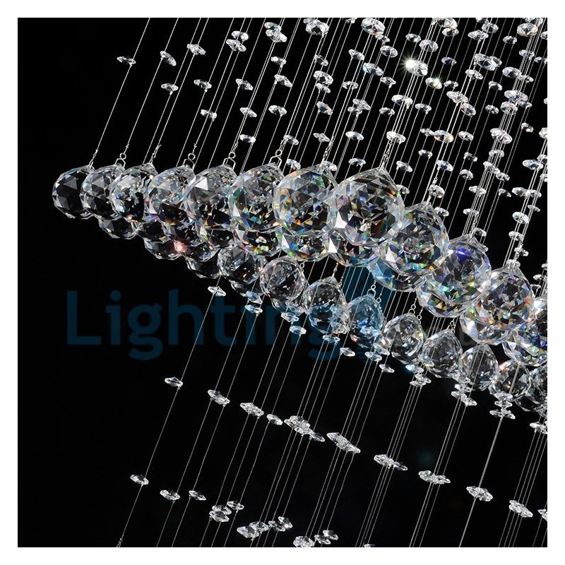 Lámpara de araña contemporánea moderna con montaje empotrado, lámpara colgante con forma de gota de lluvia de cristal