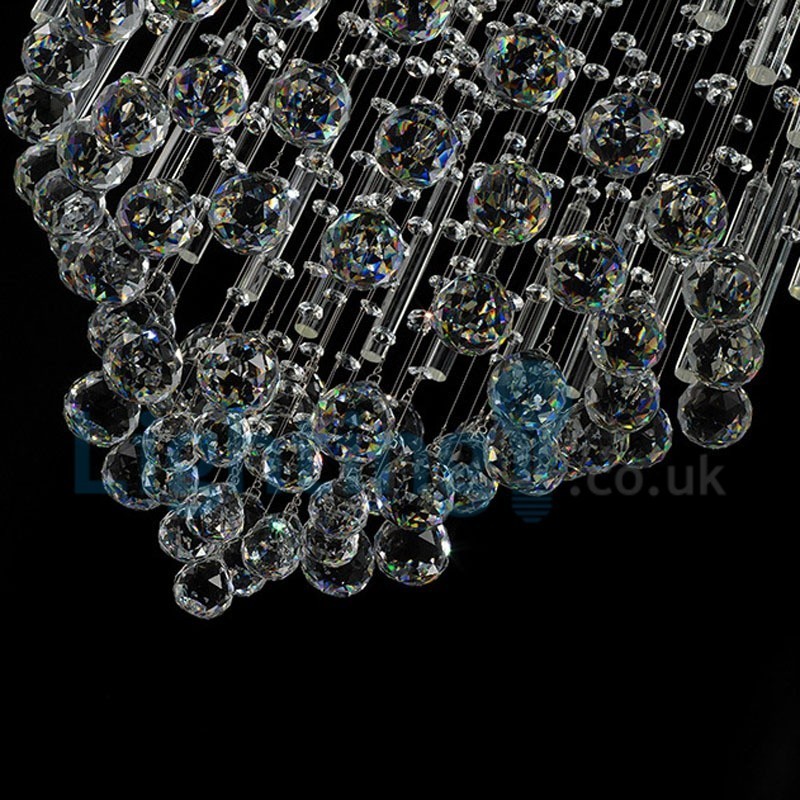 Lámpara de araña contemporánea moderna con montaje empotrado, lámpara colgante con forma de gota de lluvia de cristal