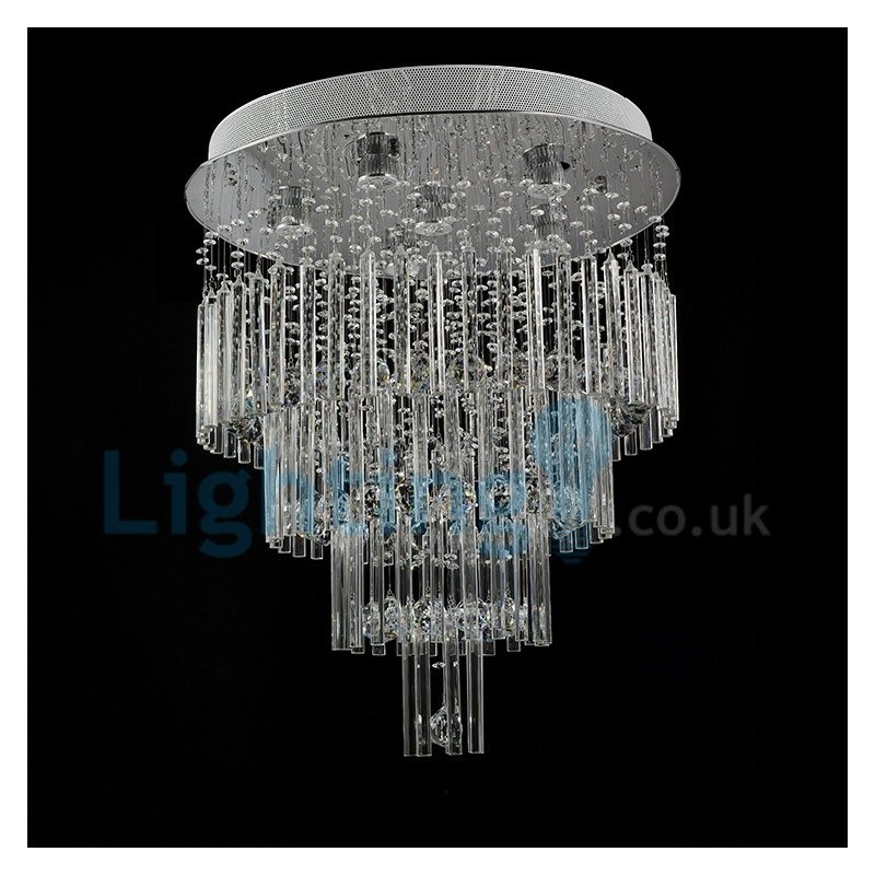 Lámpara de araña contemporánea moderna con montaje empotrado, lámpara colgante con forma de gota de lluvia de cristal