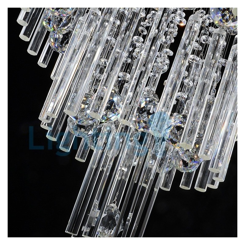Lámpara de araña contemporánea moderna con montaje empotrado, lámpara colgante con forma de gota de lluvia de cristal