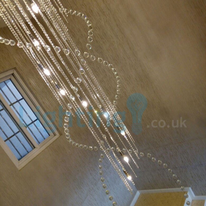 Lámpara colgante empotrada moderna y contemporánea con forma de gota de lluvia de cristal