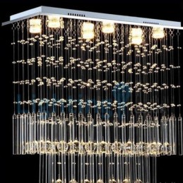 Lámpara de araña contemporánea moderna con montaje empotrado, lámpara colgante con forma de gota de lluvia de cristal