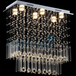Lámpara de araña contemporánea moderna con montaje empotrado, lámpara colgante con forma de gota de lluvia de cristal
