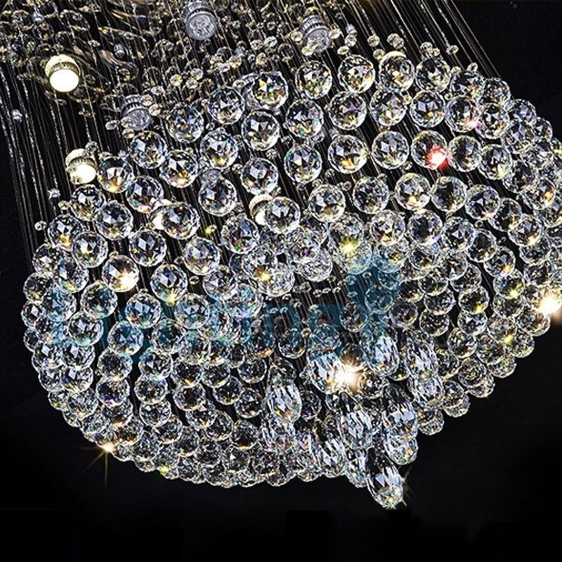 Lámpara de araña contemporánea moderna con montaje empotrado, lámpara colgante con forma de gota de lluvia de cristal