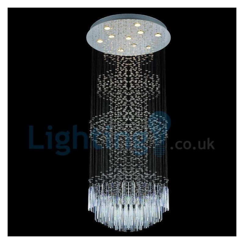 Lámpara de araña contemporánea moderna con montaje empotrado, lámpara colgante con forma de gota de lluvia de cristal