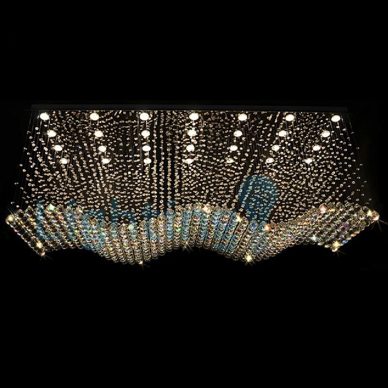 Lámpara de araña contemporánea moderna con montaje empotrado, lámpara colgante con forma de gota de lluvia de cristal