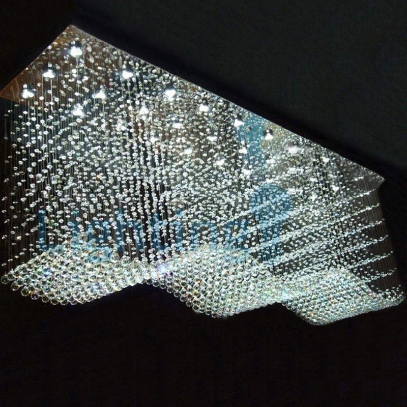 Lámpara de araña contemporánea moderna con montaje empotrado, lámpara colgante con forma de gota de lluvia de cristal