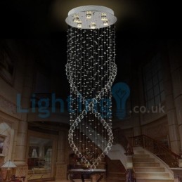 Lámpara de araña contemporánea moderna con montaje empotrado, lámpara colgante con forma de gota de lluvia de cristal