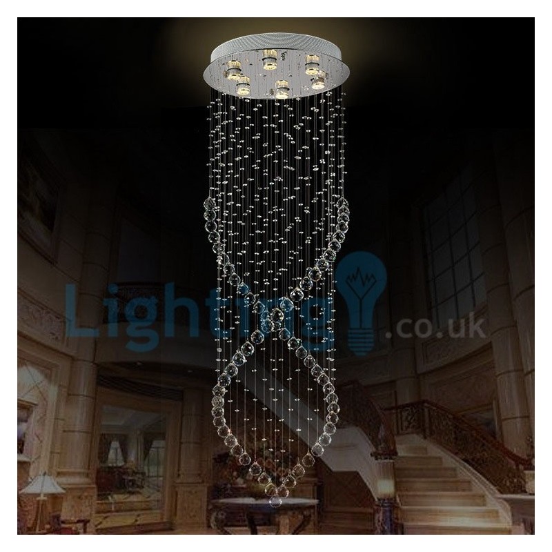 Lámpara de araña contemporánea moderna con montaje empotrado, lámpara colgante con forma de gota de lluvia de cristal