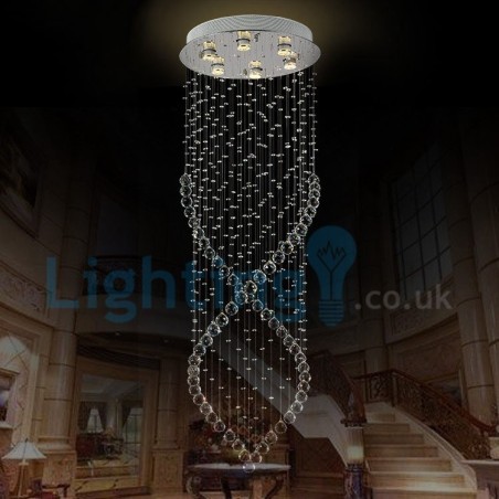 Lámpara de araña contemporánea moderna con montaje empotrado, lámpara colgante con forma de gota de lluvia de cristal Lámpara de araña contemporánea moderna con montaje empotrado, lámpara colgante con forma de gota de lluvia de cristal
