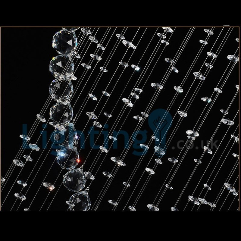 Lámpara de araña contemporánea moderna con montaje empotrado, lámpara colgante con forma de gota de lluvia de cristal