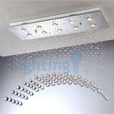 Lámpara de araña contemporánea moderna con montaje empotrado, lámpara colgante con forma de gota de lluvia de cristal Lámpara de araña contemporánea moderna con montaje empotrado, lámpara colgante con forma de gota de lluvia de cristal
