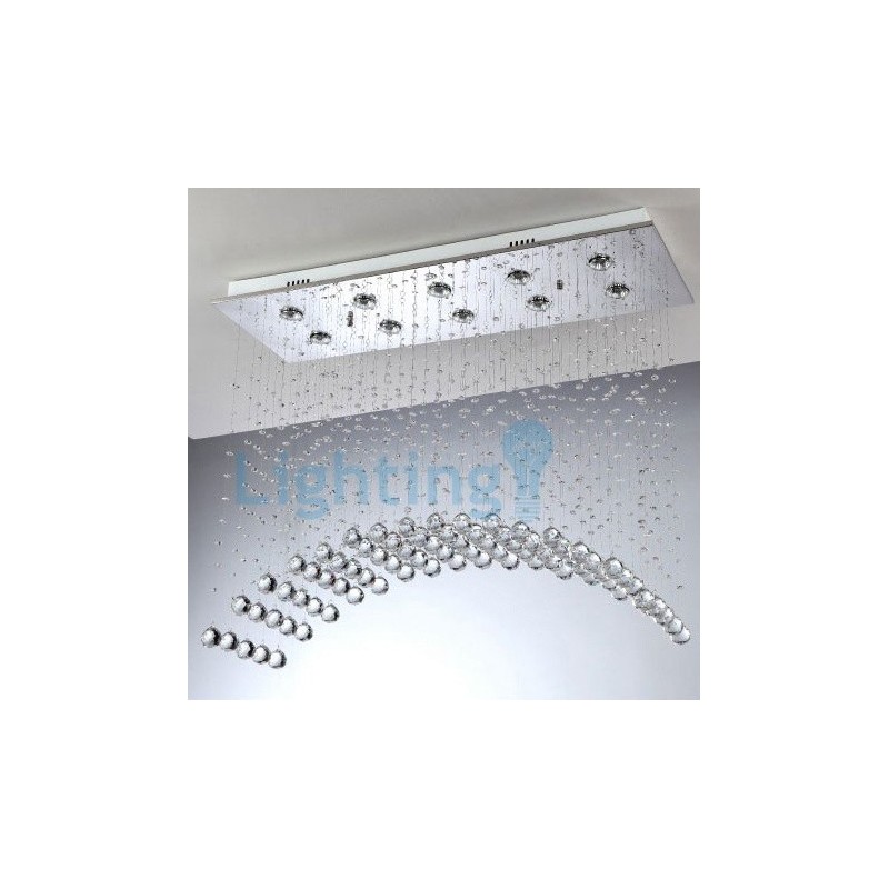 Lámpara de araña contemporánea moderna con montaje empotrado, lámpara colgante con forma de gota de lluvia de cristal