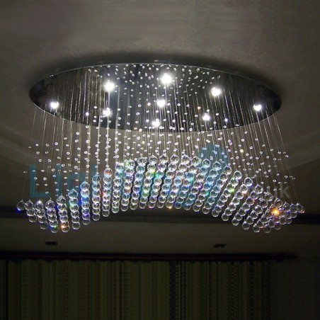 Lámpara de araña contemporánea moderna con montaje empotrado, lámpara colgante con forma de gota de lluvia de cristal Lámpara de araña contemporánea moderna con montaje empotrado, lámpara colgante con forma de gota de lluvia de cristal