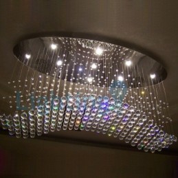 Lámpara de araña contemporánea moderna con montaje empotrado, lámpara colgante con forma de gota de lluvia de cristal