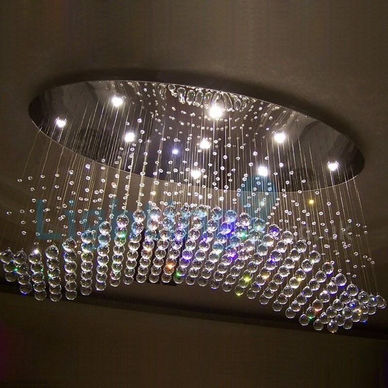 Lámpara de araña contemporánea moderna con montaje empotrado, lámpara colgante con forma de gota de lluvia de cristal