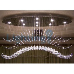 Lámpara de araña contemporánea moderna con montaje empotrado, lámpara colgante con forma de gota de lluvia de cristal