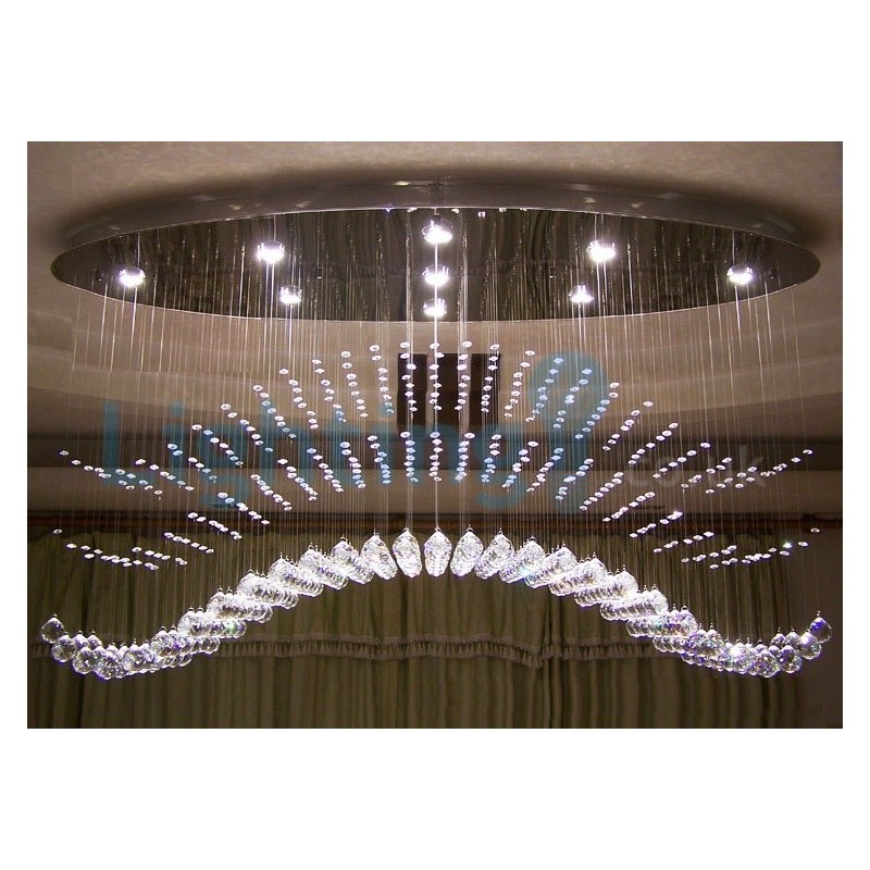 Lámpara de araña contemporánea moderna con montaje empotrado, lámpara colgante con forma de gota de lluvia de cristal