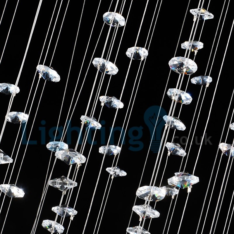 Lámpara de araña contemporánea moderna con montaje empotrado, lámpara colgante con forma de gota de lluvia de cristal