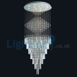 Lámpara de araña contemporánea moderna con montaje empotrado, lámpara colgante con forma de gota de lluvia de cristal