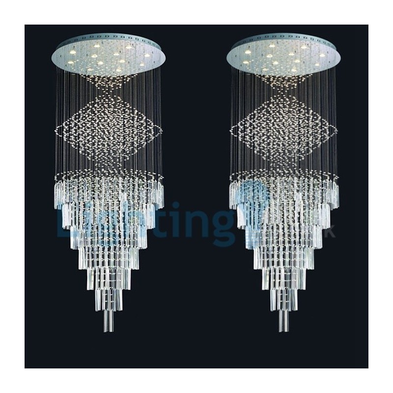 Lámpara de araña contemporánea moderna con montaje empotrado, lámpara colgante con forma de gota de lluvia de cristal