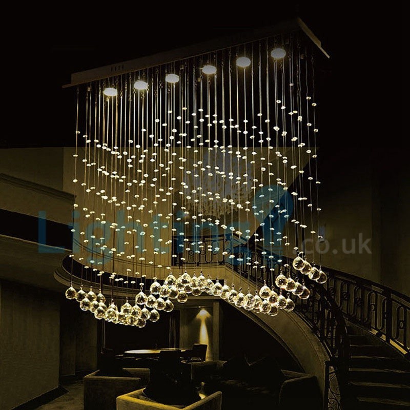 Lámpara colgante empotrada moderna y contemporánea con forma de gota de lluvia de cristal