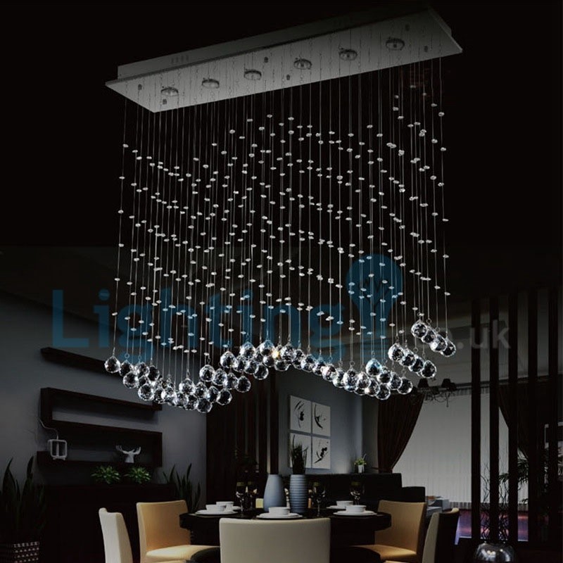 Lámpara colgante empotrada moderna y contemporánea con forma de gota de lluvia de cristal