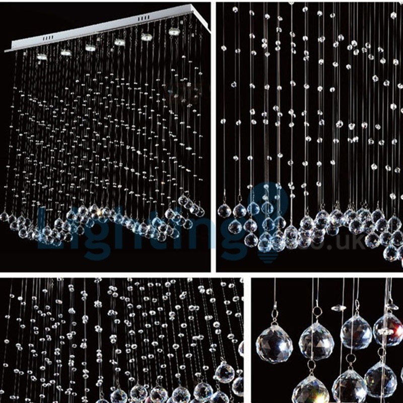 Lámpara colgante empotrada moderna y contemporánea con forma de gota de lluvia de cristal