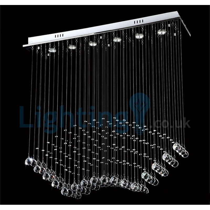 Lámpara de araña contemporánea moderna con montaje empotrado, lámpara colgante con forma de gota de lluvia de cristal