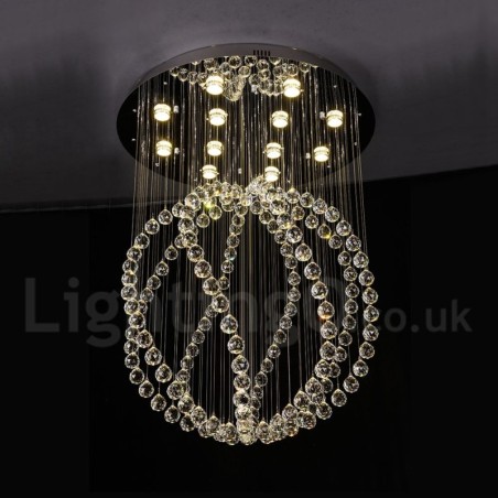 Lámpara de araña contemporánea moderna con montaje empotrado, lámpara colgante con forma de gota de lluvia de cristal Lámpara de araña contemporánea moderna con montaje empotrado, lámpara colgante con forma de gota de lluvia de cristal