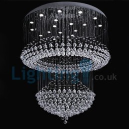 Lámpara de araña contemporánea moderna con montaje empotrado, lámpara colgante con forma de gota de lluvia de cristal