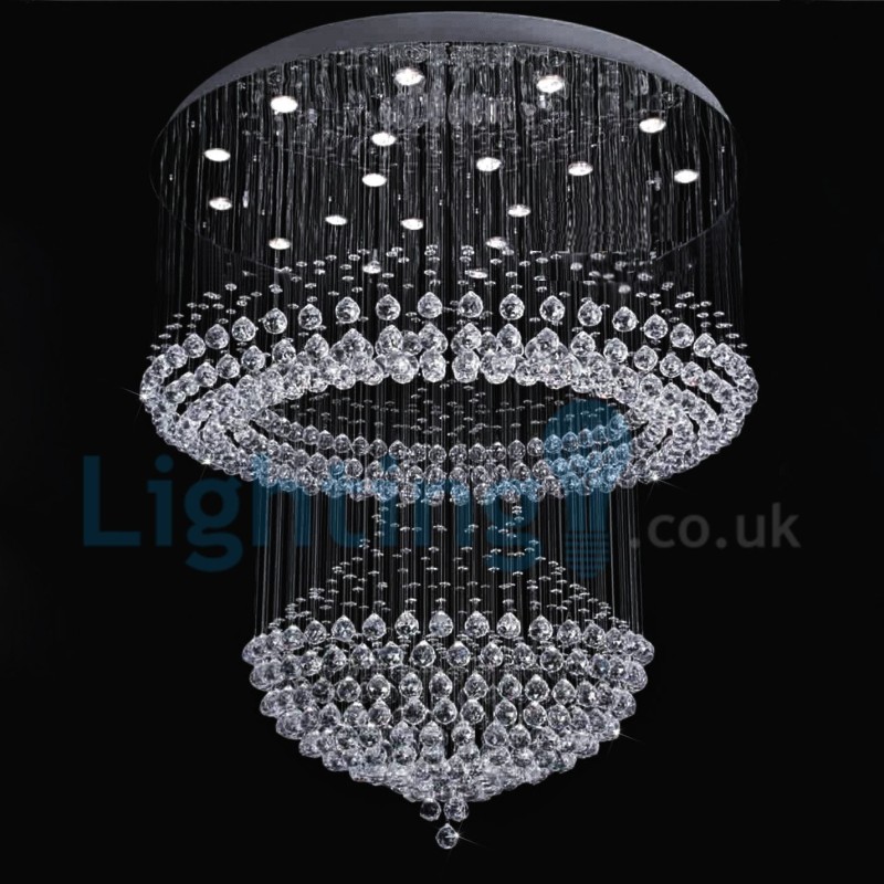 Lámpara de araña contemporánea moderna con montaje empotrado, lámpara colgante con forma de gota de lluvia de cristal