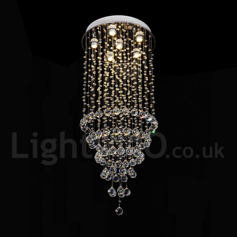 Lámpara colgante empotrada moderna y contemporánea con forma de gota de lluvia de cristal