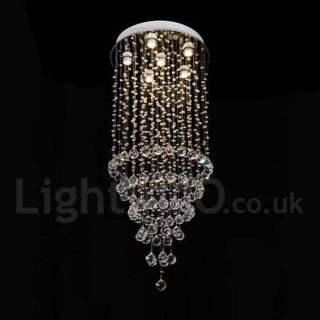 Lámpara colgante empotrada moderna y contemporánea con forma de gota de lluvia de cristal Lámpara colgante empotrada moderna y contemporánea con forma de gota de lluvia de cristal