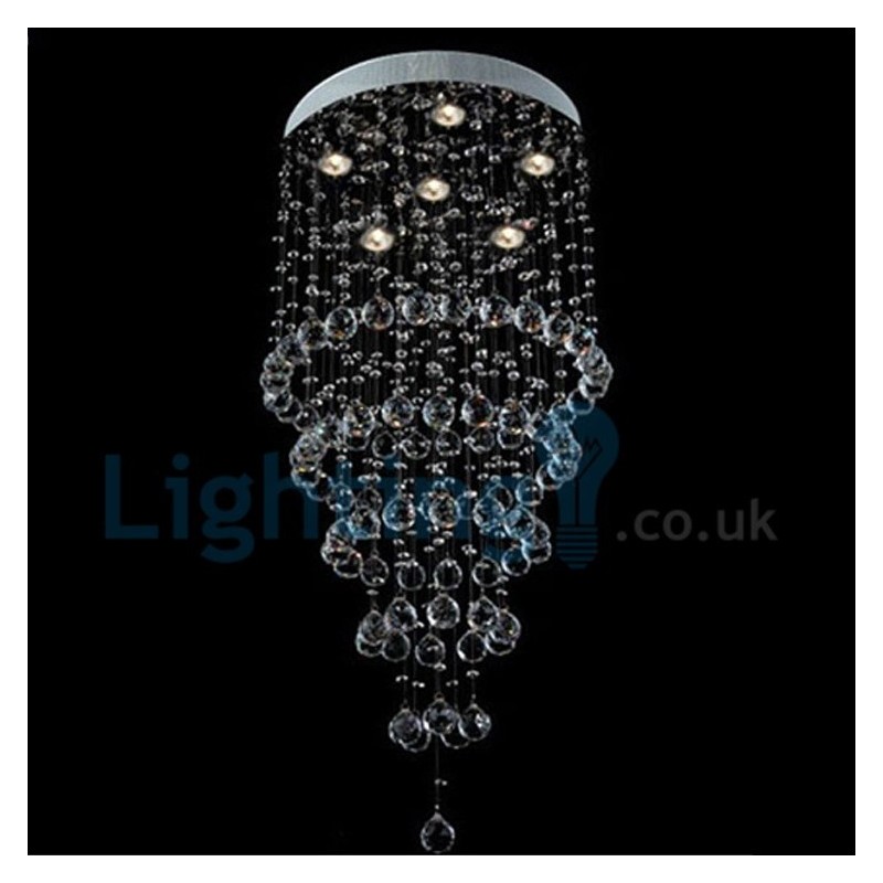 Lámpara colgante empotrada moderna y contemporánea con forma de gota de lluvia de cristal