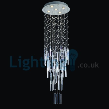 Lámpara de araña contemporánea moderna con montaje empotrado, lámpara colgante con forma de gota de lluvia de cristal Lámpara de araña contemporánea moderna con montaje empotrado, lámpara colgante con forma de gota de lluvia de cristal