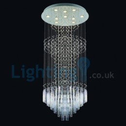 Lámpara de araña contemporánea moderna con montaje empotrado, lámpara colgante con forma de gota de lluvia de cristal