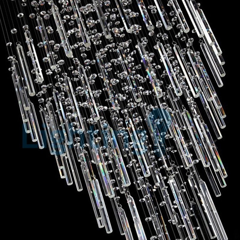 Lámpara de araña contemporánea moderna con montaje empotrado, lámpara colgante con forma de gota de lluvia de cristal