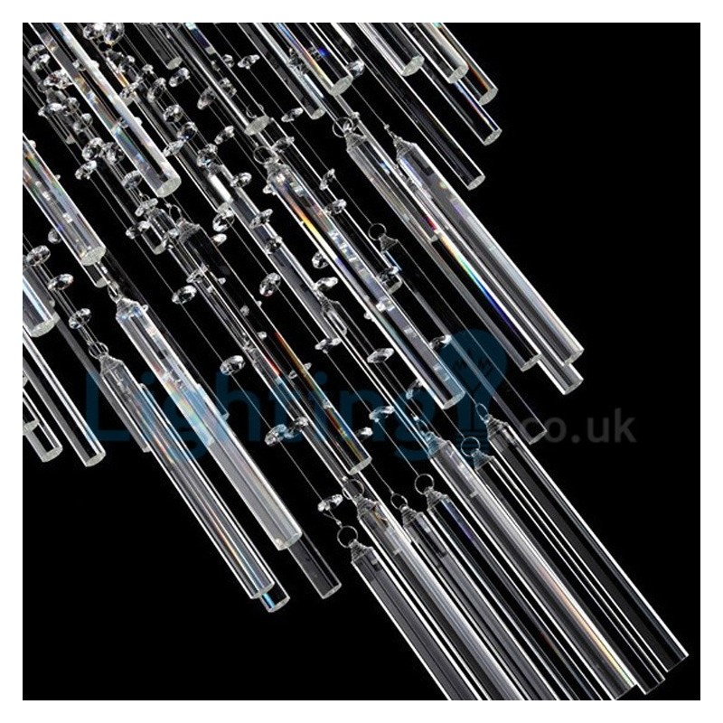 Lámpara de araña contemporánea moderna con montaje empotrado, lámpara colgante con forma de gota de lluvia de cristal