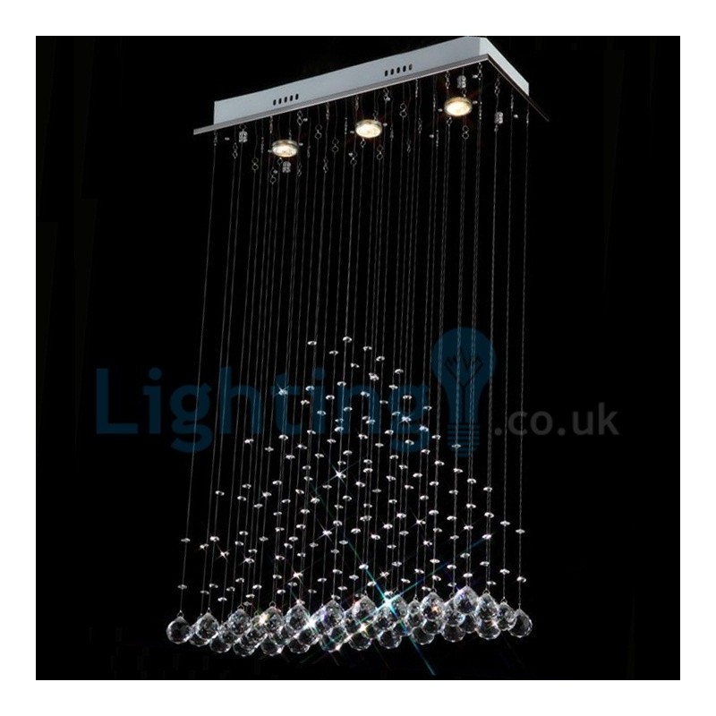 Lámpara de araña contemporánea moderna con montaje empotrado, lámpara colgante con forma de gota de lluvia de cristal