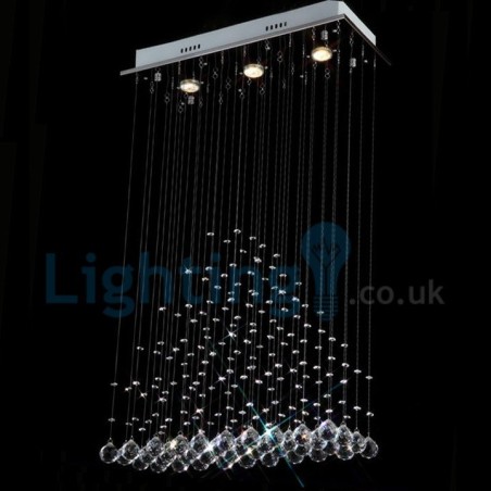 Lámpara de araña contemporánea moderna con montaje empotrado, lámpara colgante con forma de gota de lluvia de cristal Lámpara de araña contemporánea moderna con montaje empotrado, lámpara colgante con forma de gota de lluvia de cristal