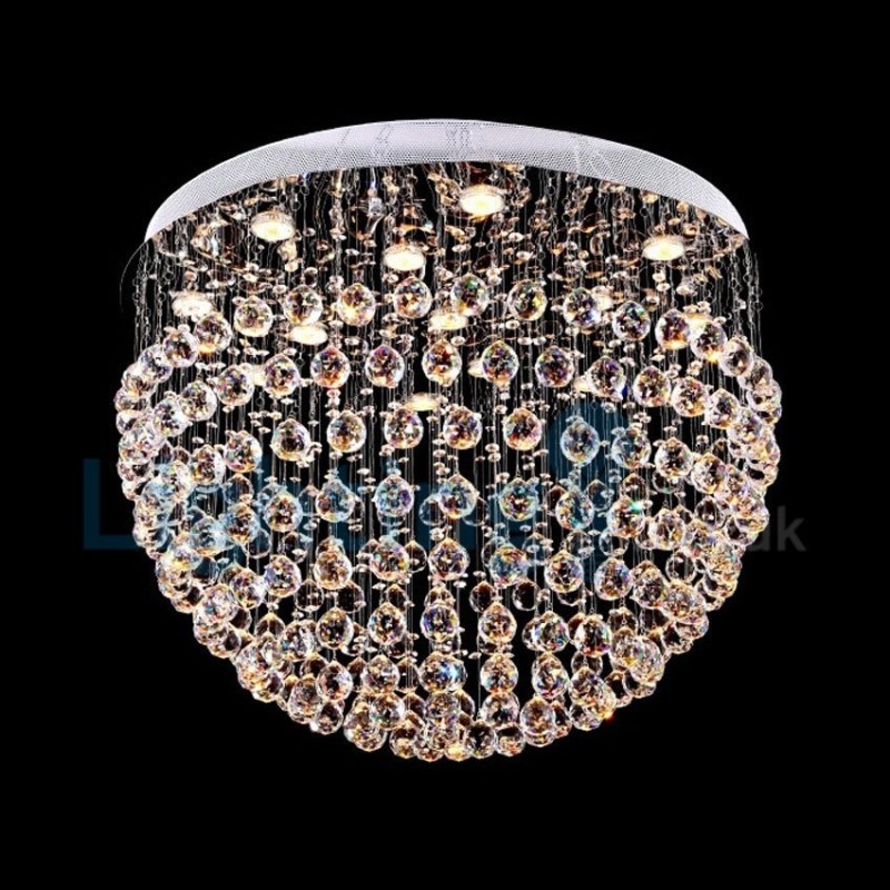 Lámpara de araña contemporánea moderna con montaje empotrado, lámpara colgante con forma de gota de lluvia de cristal