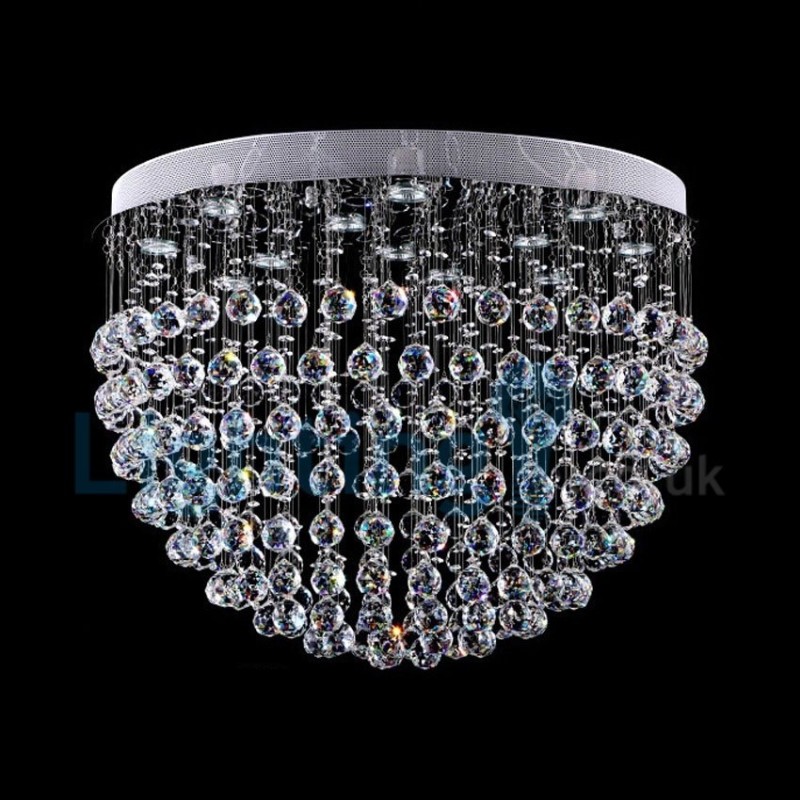 Lámpara de araña contemporánea moderna con montaje empotrado, lámpara colgante con forma de gota de lluvia de cristal