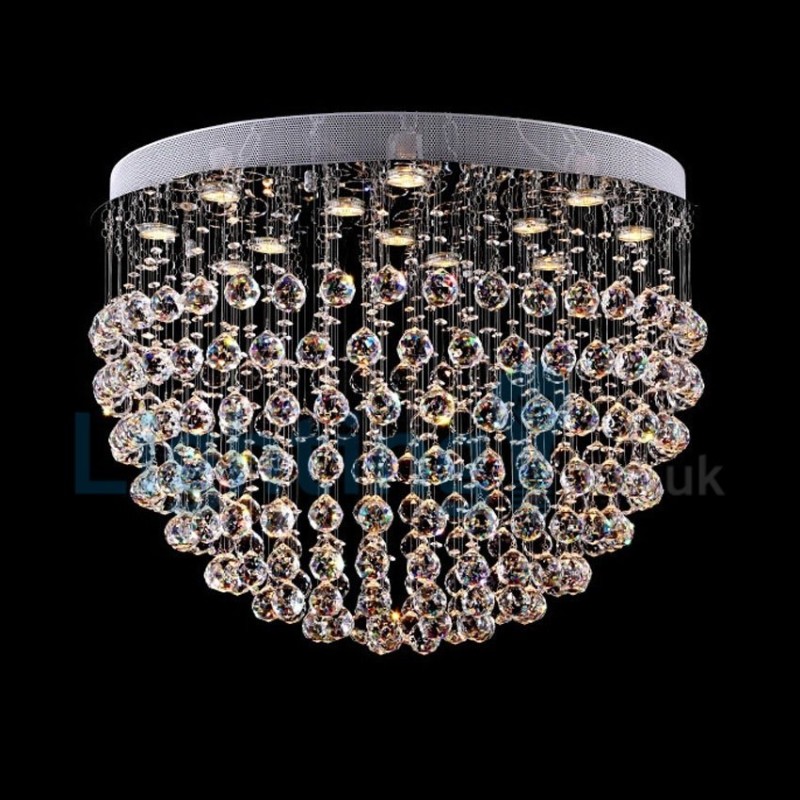 Lámpara de araña contemporánea moderna con montaje empotrado, lámpara colgante con forma de gota de lluvia de cristal